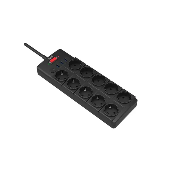 WELL Produžni Kabl 10U + 3 USB-A + USB-C